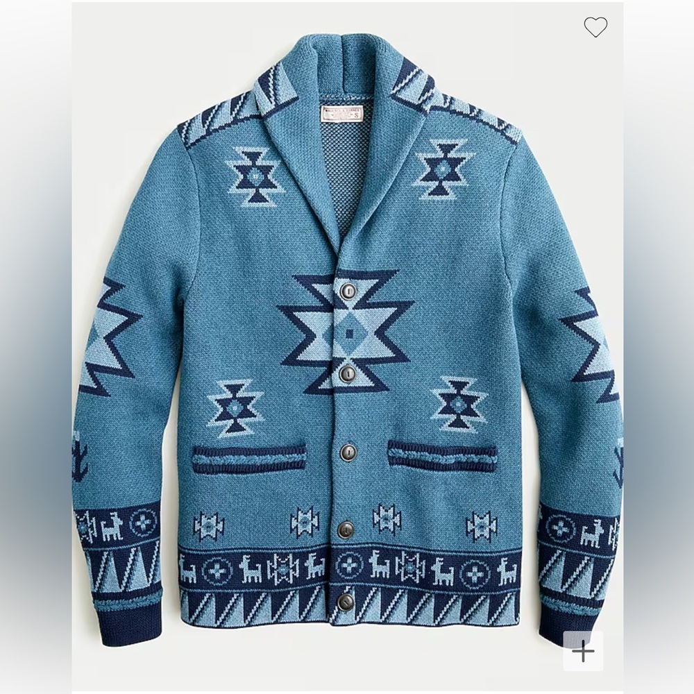 J. Crew Wallace & Barnes western jacquard shawl cardigan size Small